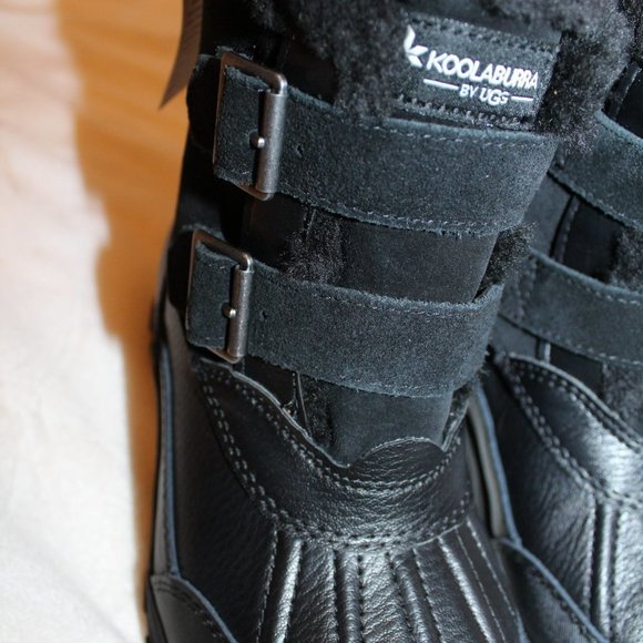 NIB UGG‎ KOOLABURRRA WOMEN'S IMREE BLACK LEATHER SNOW WINTER MOTO BOOTS 6 - Picture 6 of 8